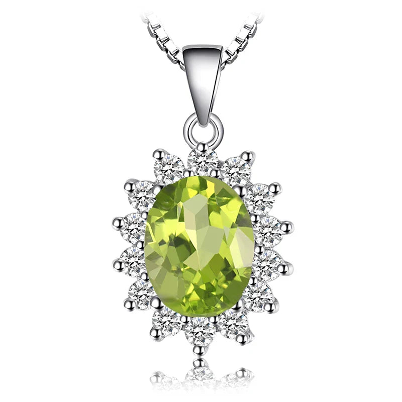 Princess Diana Inspired Blue Sapphire Ruby Emerald 925 Silver Pendant