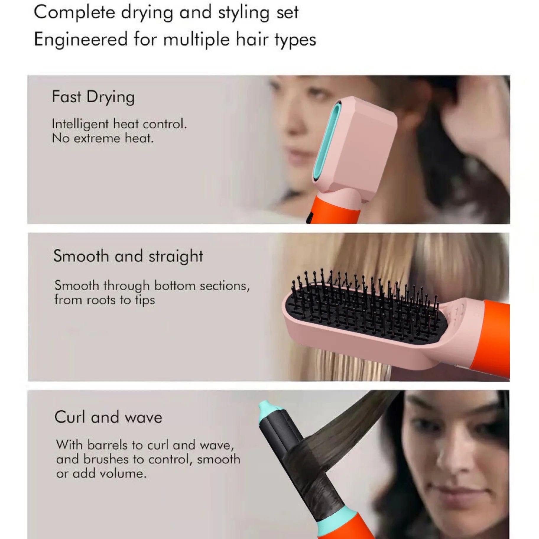 5-in-1 Multi Styler Hair Dryer | Curling Barrel & Hot Air Brush Styling Tool