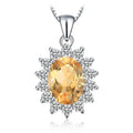 Princess Diana Inspired Blue Sapphire Ruby Emerald 925 Silver Pendant