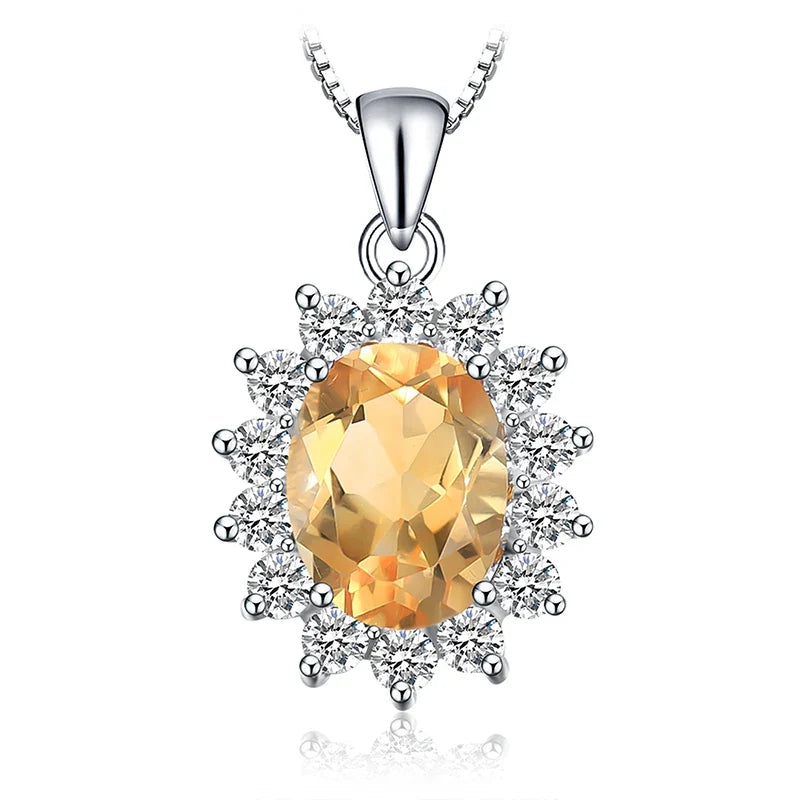 Princess Diana Inspired Blue Sapphire Ruby Emerald 925 Silver Pendant