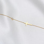Sideways Cross Necklace – Minimal Chic Gold Stainless Steel