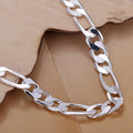 925 Sterling Silver Figaro Bracelet 6-8mm Chain Jewelry 20cm