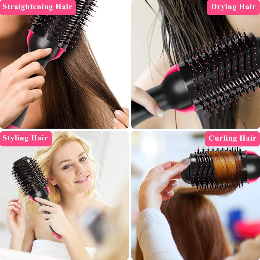 Hot Air Brush Hair Dryer and Volumizer: Styler, Straightener, and Curler