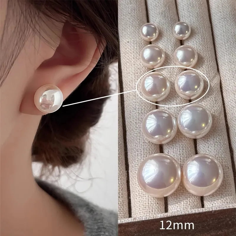 Pearl Stud Earrings – Classic Shine + S925 Silver Posts