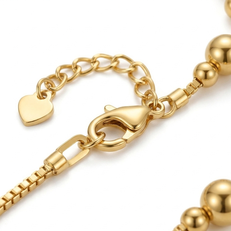 Sterling Silver Anklet – Geometric Bead 925 Chain