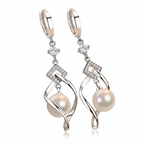 Sterling Silver Pearl Earrings – Zircon Accent 925