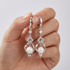 Sterling Silver Pearl Earrings – Zircon Accent 925