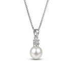 Sterling Silver Pearl Necklace – 45cm Zircon Pendant