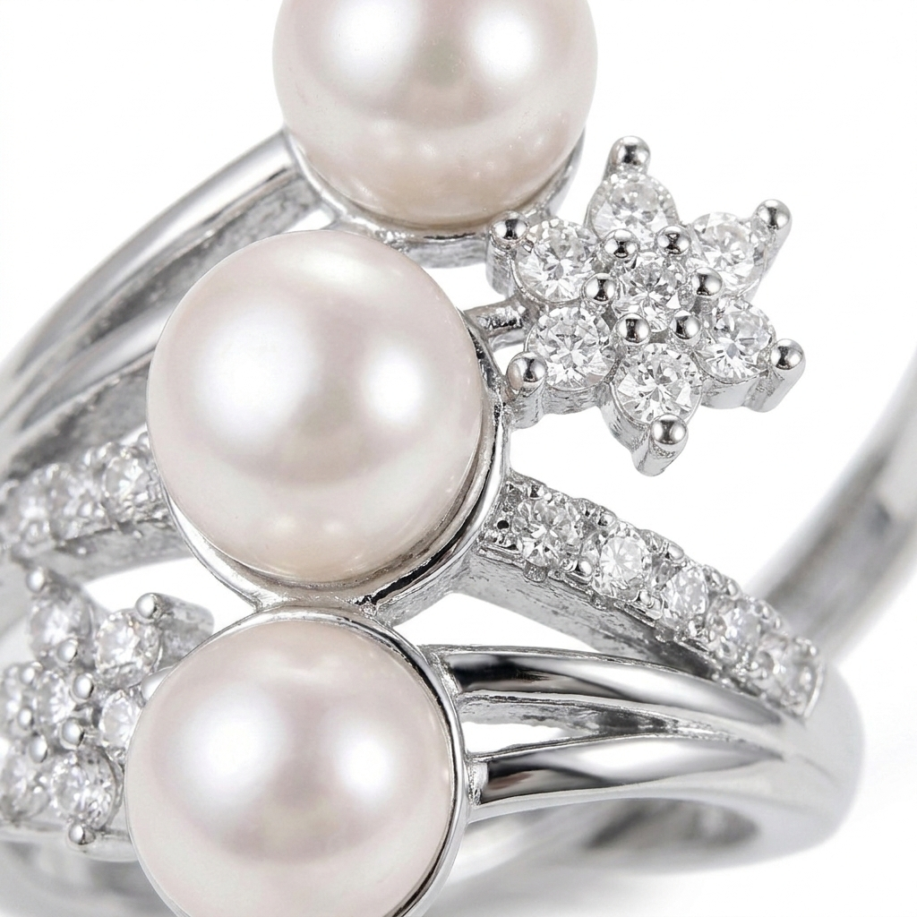 Sterling Silver Pearl Ring – Adjustable 925 Design