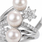 Sterling Silver Pearl Ring – Adjustable 925 Design
