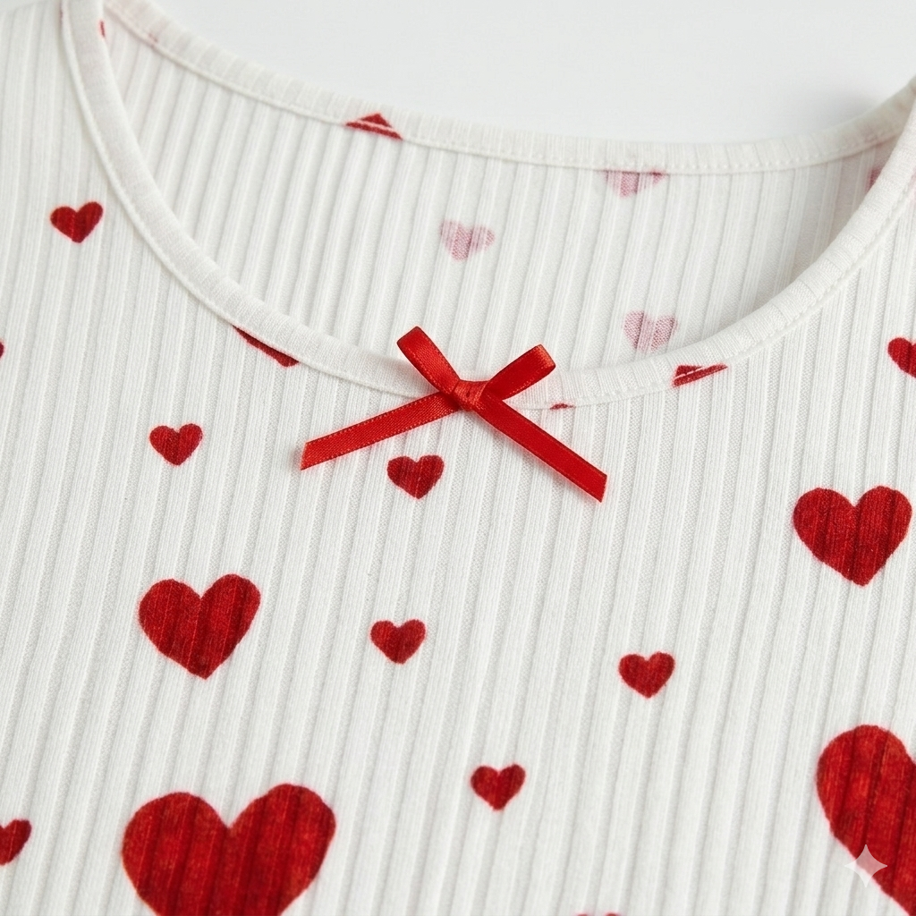 Summer Love Pajama Dress – Soft Comfort Bow & Printed Knee-Length