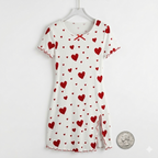 Summer Love Pajama Dress – Soft Comfort Bow & Printed Knee-Length