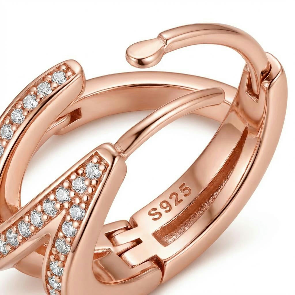 Twisted Silver Hoop Earrings – Elegant Zircon Detail