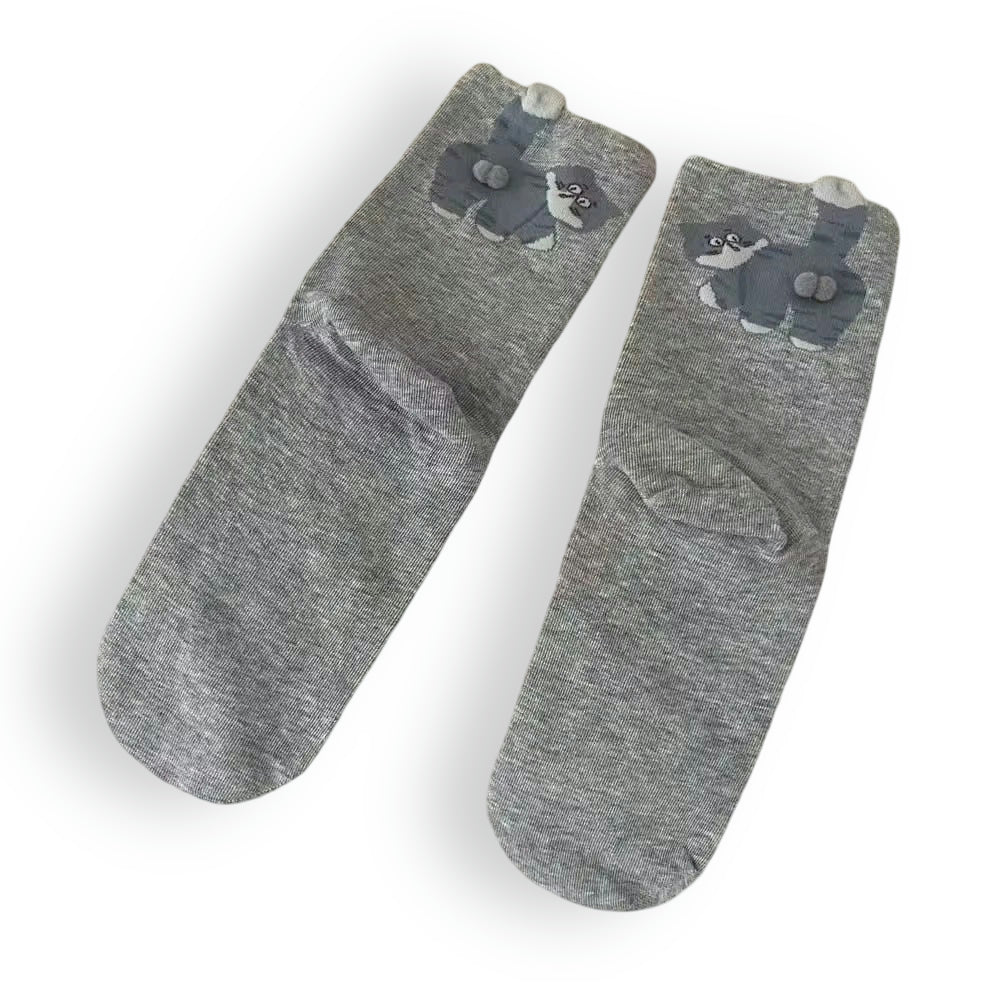 Cute Cat Socks – Soft Korean Mid-Calf Cotton Knit