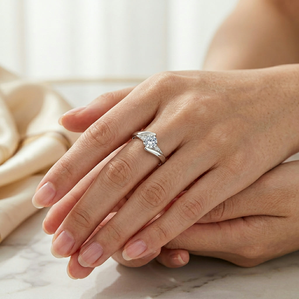 Zircon Stone Ring – Elegant 925 Sterling Silver Engagement Jewelry