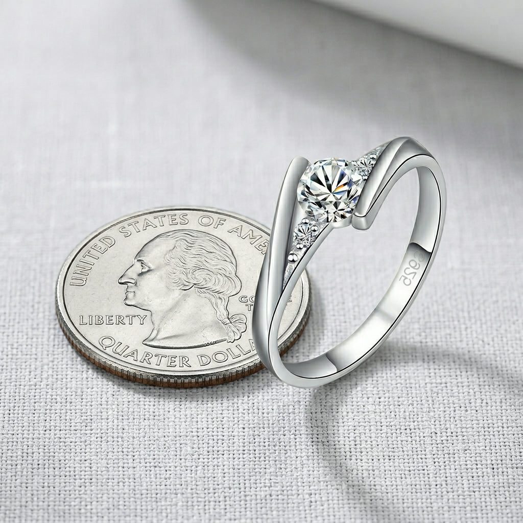 Zircon Stone Ring – Elegant 925 Sterling Silver Engagement Jewelry