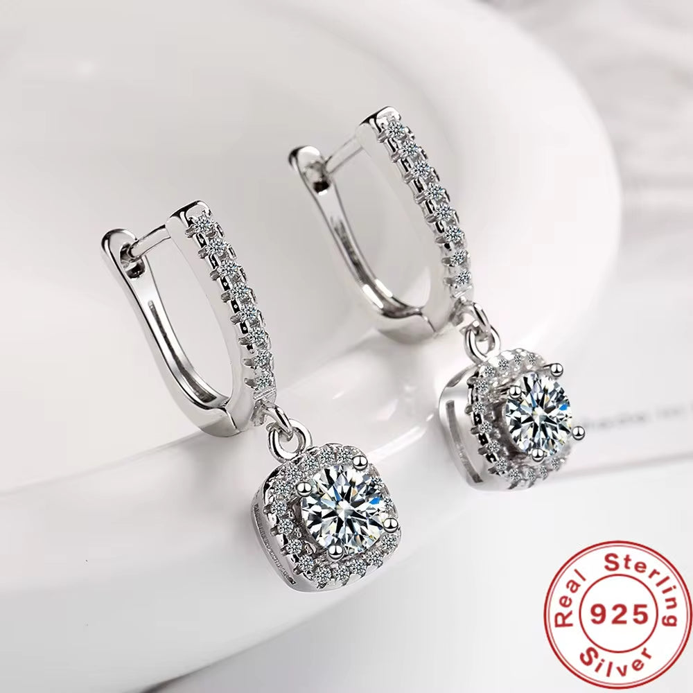 2CT Moissanite Huggie Hoop Earrings 925 Silver Dainty Jewelry