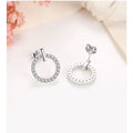 100% Real 925 Sterling Silver Crystal Round Stud Earrings