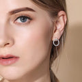 100% Real 925 Sterling Silver Crystal Round Stud Earrings