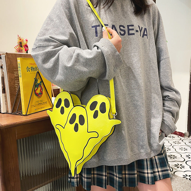 Halloween 3D Ghost Shoulder Bag – Cute PU Crossbody Cell Phone Purse