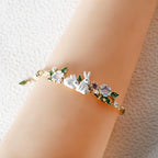Bunny Charm Bracelet – Cute Pearl Zodiac Design in Alloy