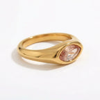 Marquise Zircon Signet Ring – 18K Gold Plated Stainless Steel