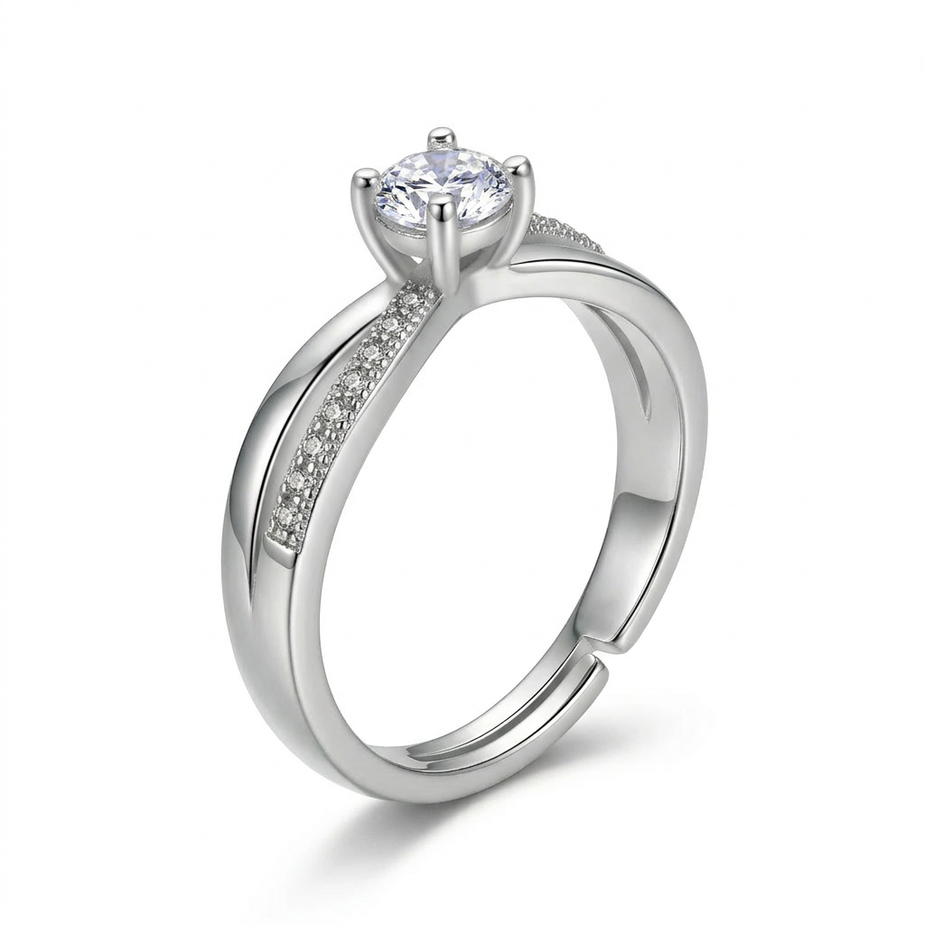 925 Sterling Silver Ring – Elegant Cross Design with Zirconia