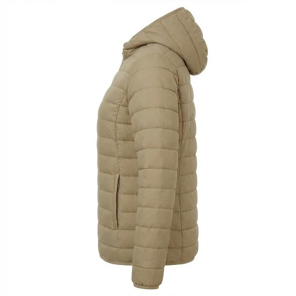 Lightweight Hooded Puffer Jacket – Warm Quilted Nylon Zip Coat
