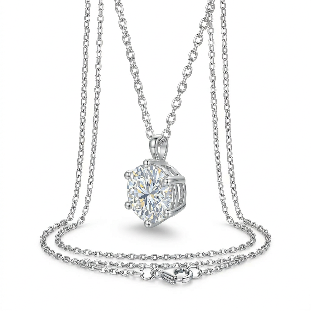 Solitaire Pendant Necklace – Classic Sparkle with CZ Stone