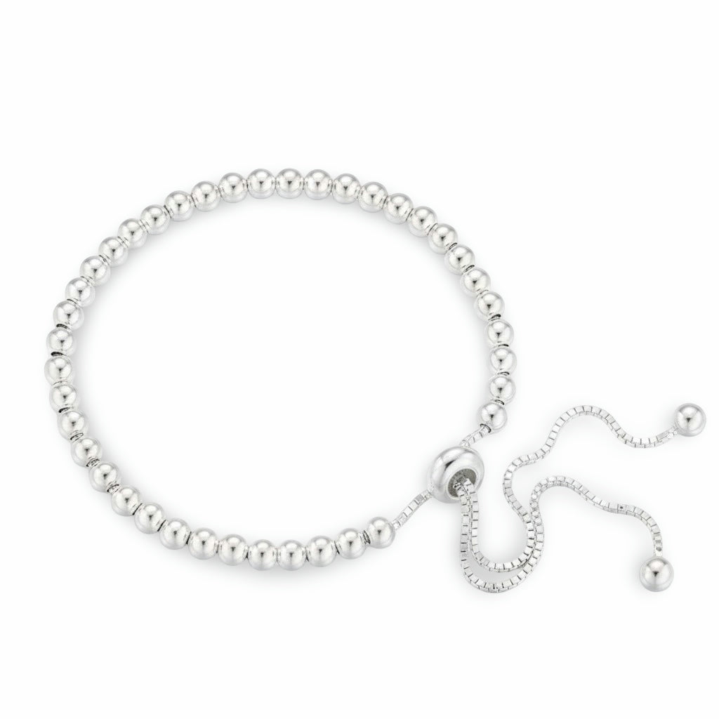 925 Sterling Silver Bracelet – Elegant Adjustable Beads