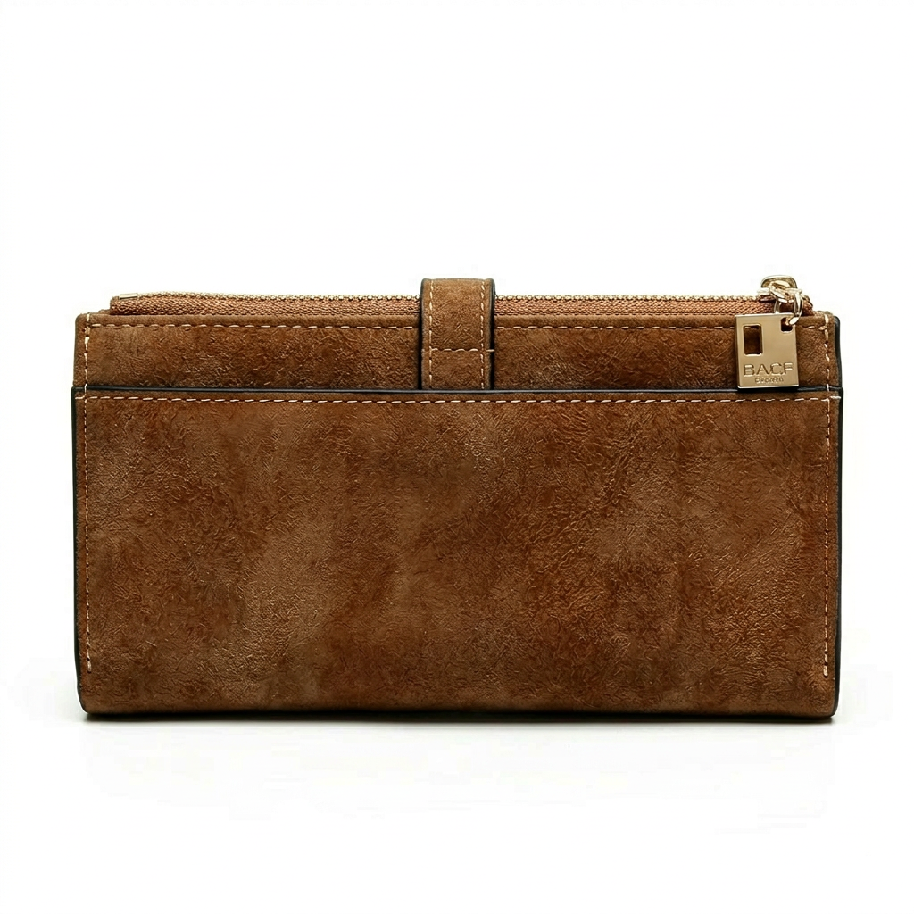 Women’s Long Wallet – Chic Nubuck Leather Drawstring Purse