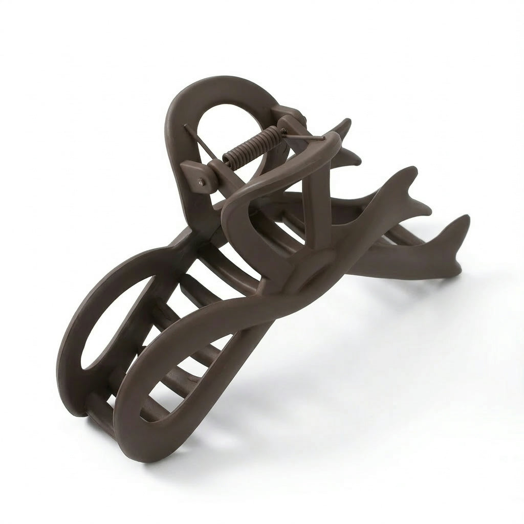 Matte Bow Hair Claw – Chic 13cm Ribbon Clip
