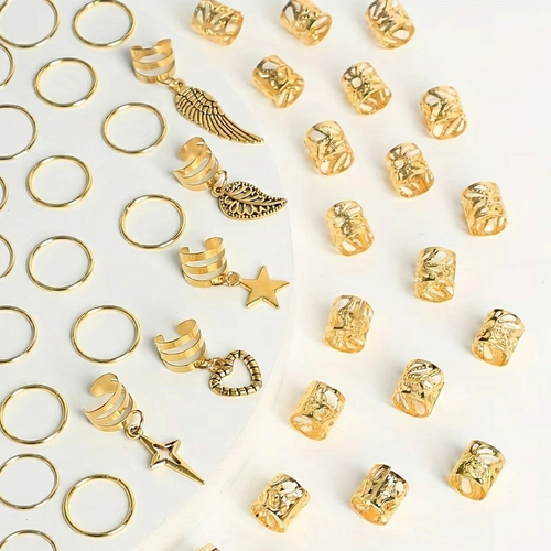 Braid Hair Rings – Chic Alloy Dreadlock Charms (45pcs)