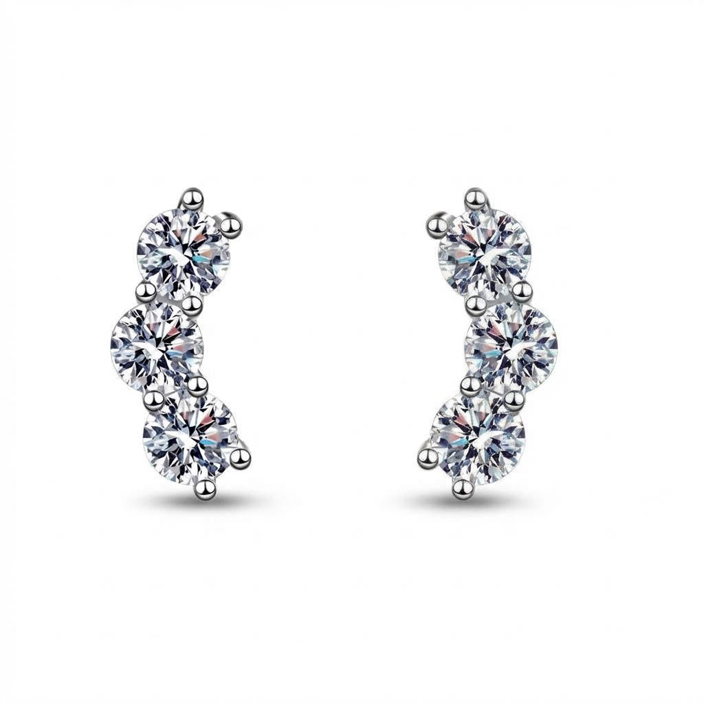 Moissanite Smile Stud Earrings – 925 Sterling Silver Sparkle
