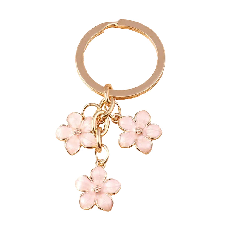 Cute Enamel Keychain Colorful Sakura Flower Key Ring Sweet Key Chains for Women Girls Handbag Accessories DIY Jewelry Gifts