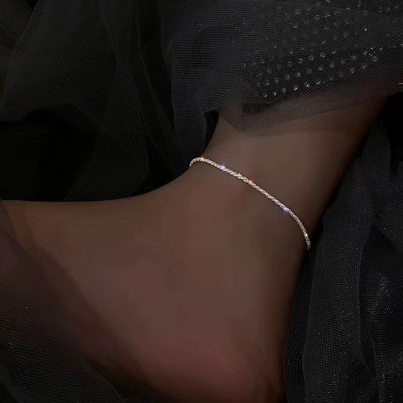 New 925 Sterling Silver Simple Style Anklet High Quality Charm Woman Anklet Party Gift for Friends Exquisite Accessories Jewelry