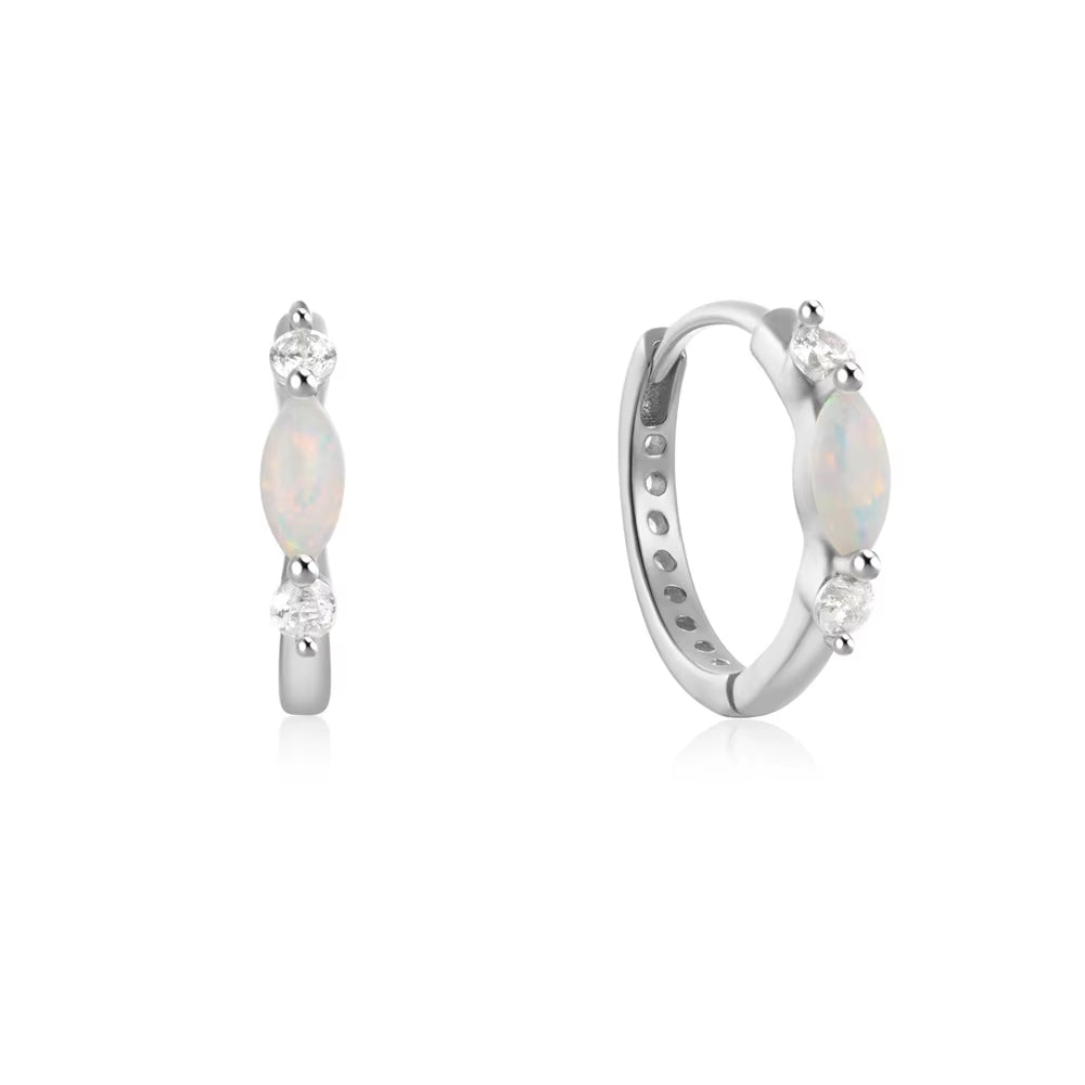 925 Sterling Silver White Zircon Opal Earrings for Women Girl Wedding Engagement Jewelry Delicate Ear Buckle Jewelry