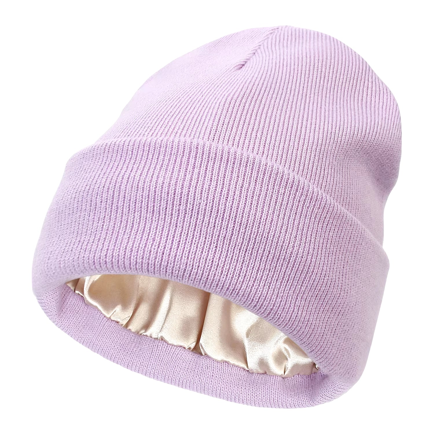 Silk Satin-Lined Winter Beanie - Warm Chunky Satin Head Cap for Men & Women