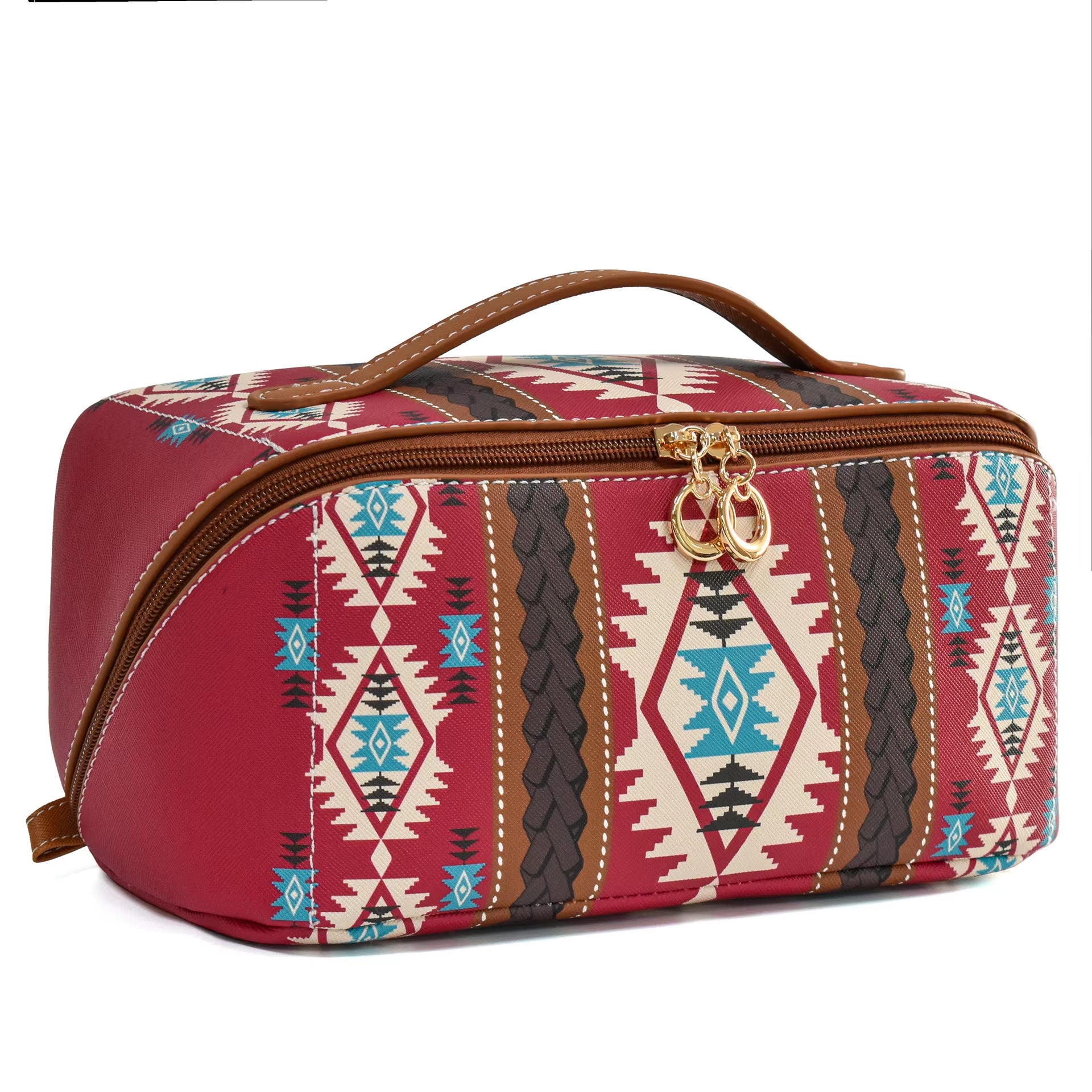Large Waterproof Leather Luxury Makeup Bag with Zipper