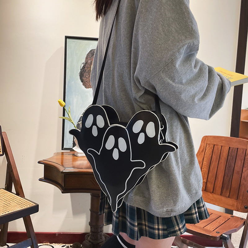 Halloween 3D Ghost Shoulder Bag – Cute PU Crossbody Cell Phone Purse