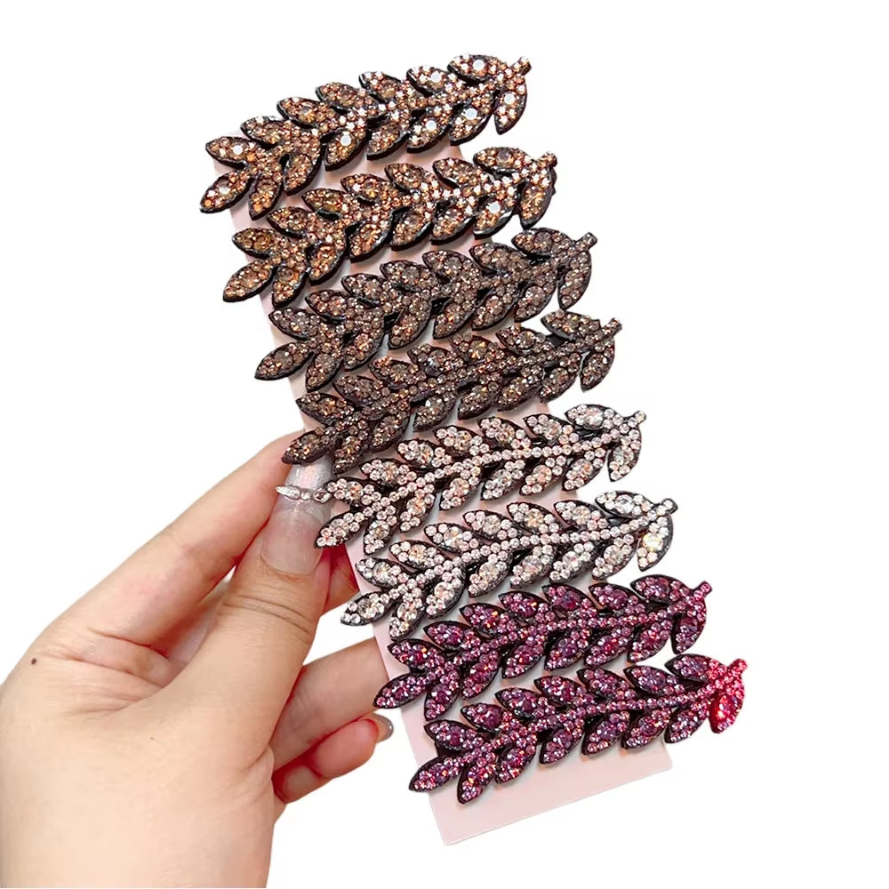 2Pcs Shiny Crystal Hair Clips Fashion Wheat Feathery Rhinestone Hairclip Broken Hair Tools Hairpins Wedding Headwear Accessory