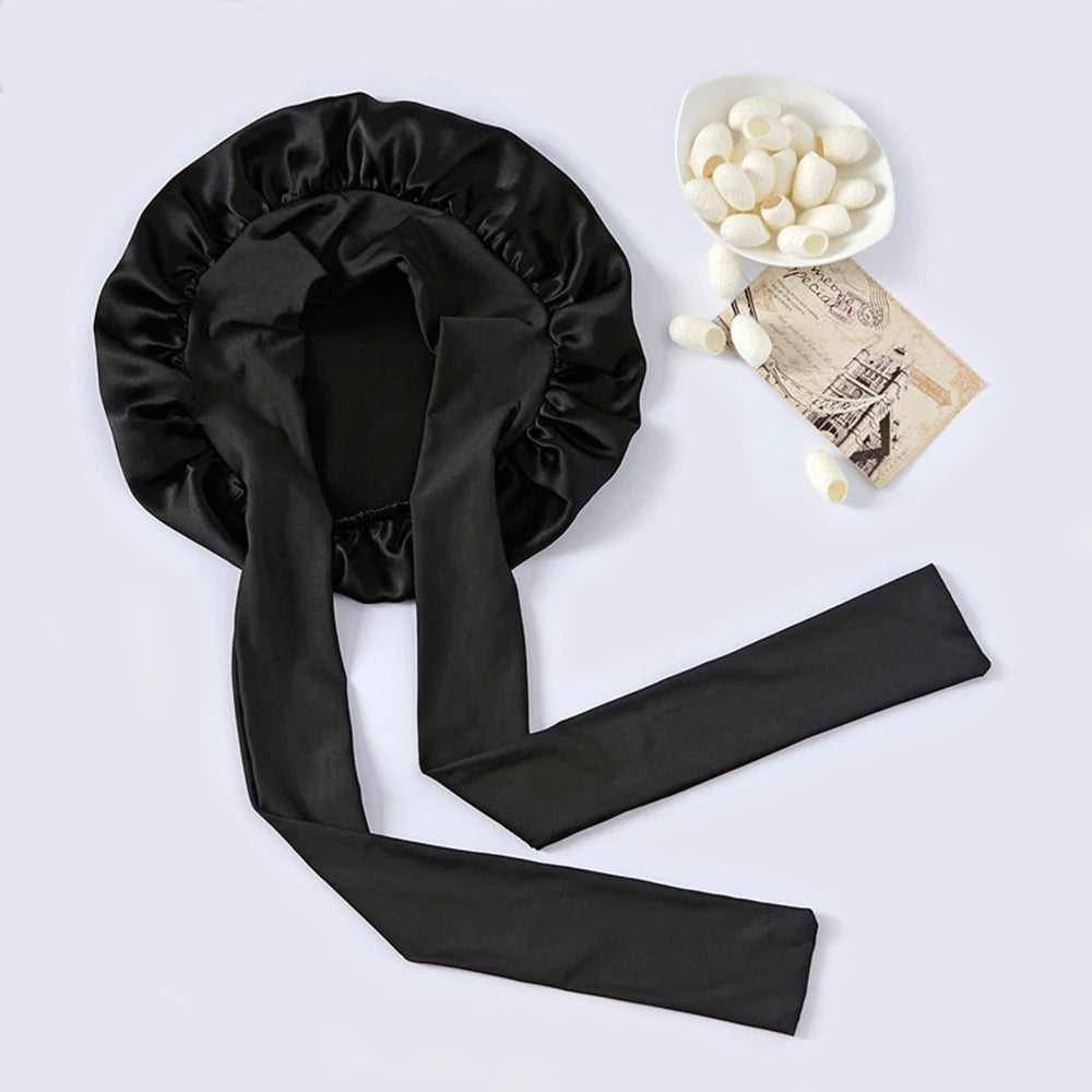 Mulberry Silk Sleeping Bonnet for Women, Large Sleep Cap