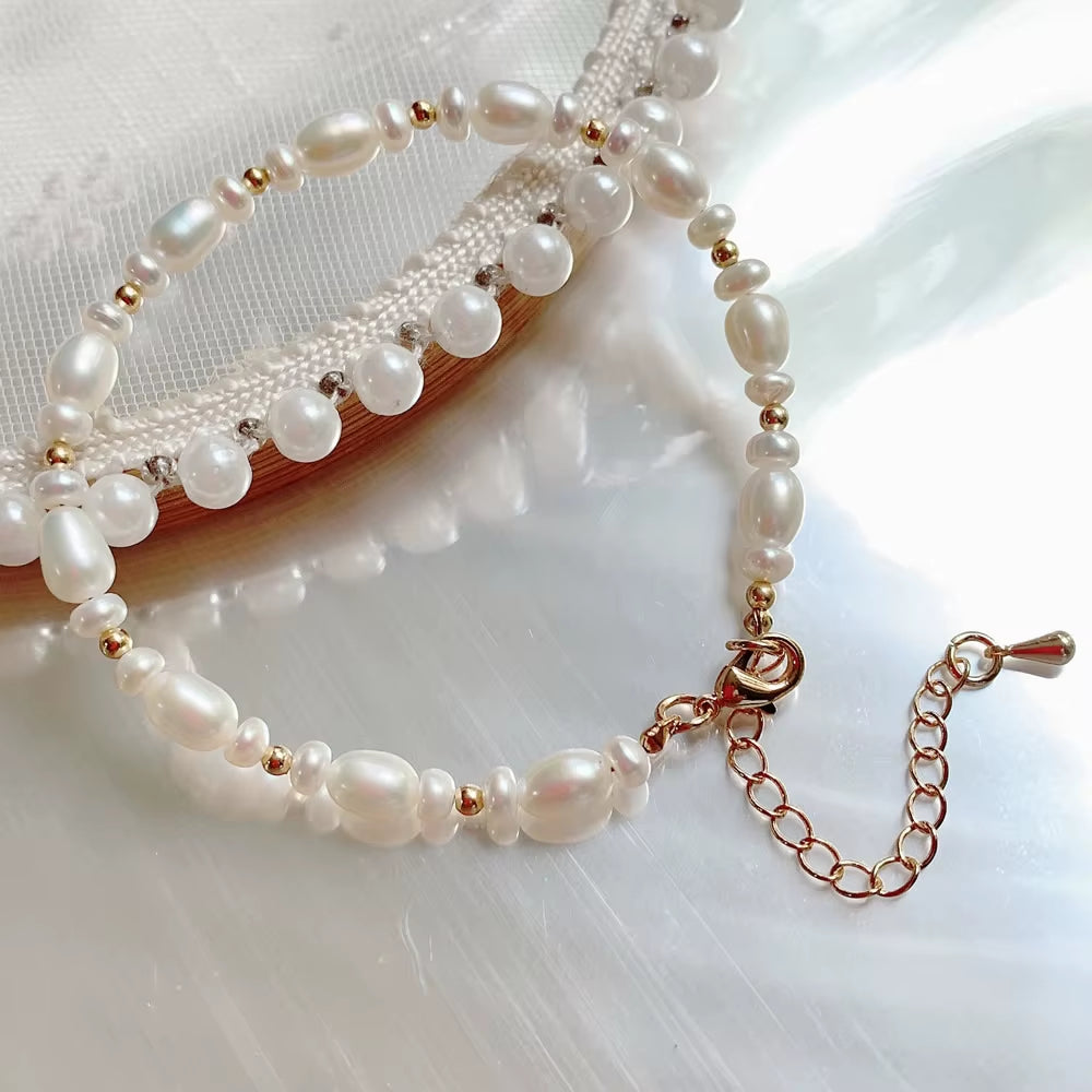 Fashion Natural Freshwater Pearl Bracelet for Women Irregular Baroque Pearl Charm Strand Bracelet Wedding Jewelry Party Gifts