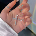 Zircon Cross Necklace Heart Pendant for Women