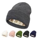 Silk Satin-Lined Winter Beanie - Warm Chunky Satin Head Cap for Men & Women