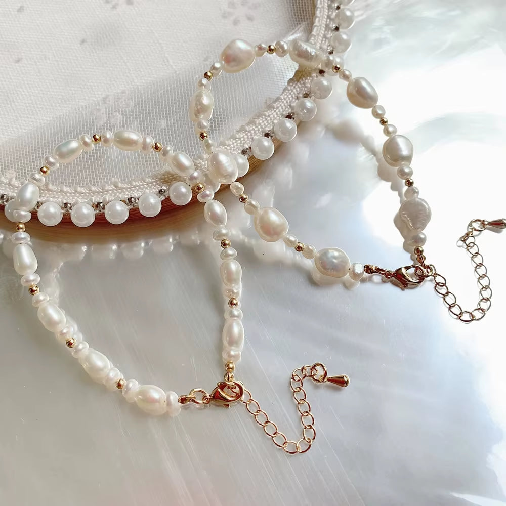 Fashion Natural Freshwater Pearl Bracelet for Women Irregular Baroque Pearl Charm Strand Bracelet Wedding Jewelry Party Gifts