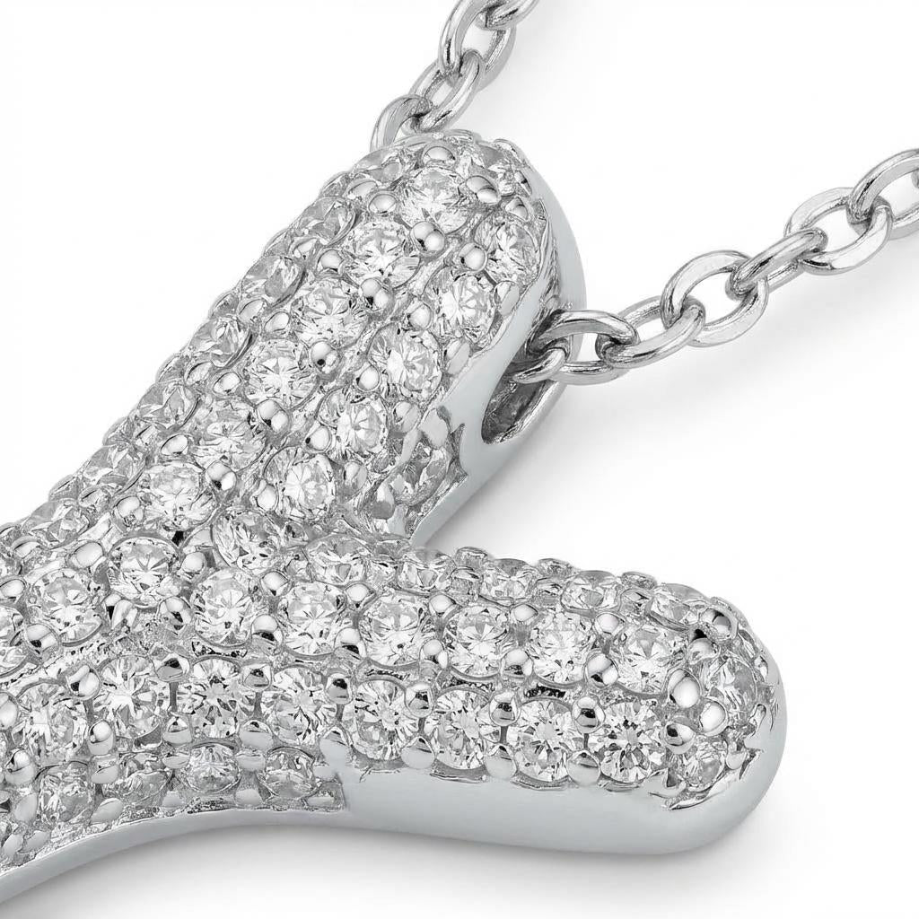 Bubble Initial Necklace – Sparkly A-Z Pavé Letter Pendant