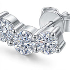 Moissanite Smile Stud Earrings – 925 Sterling Silver Sparkle