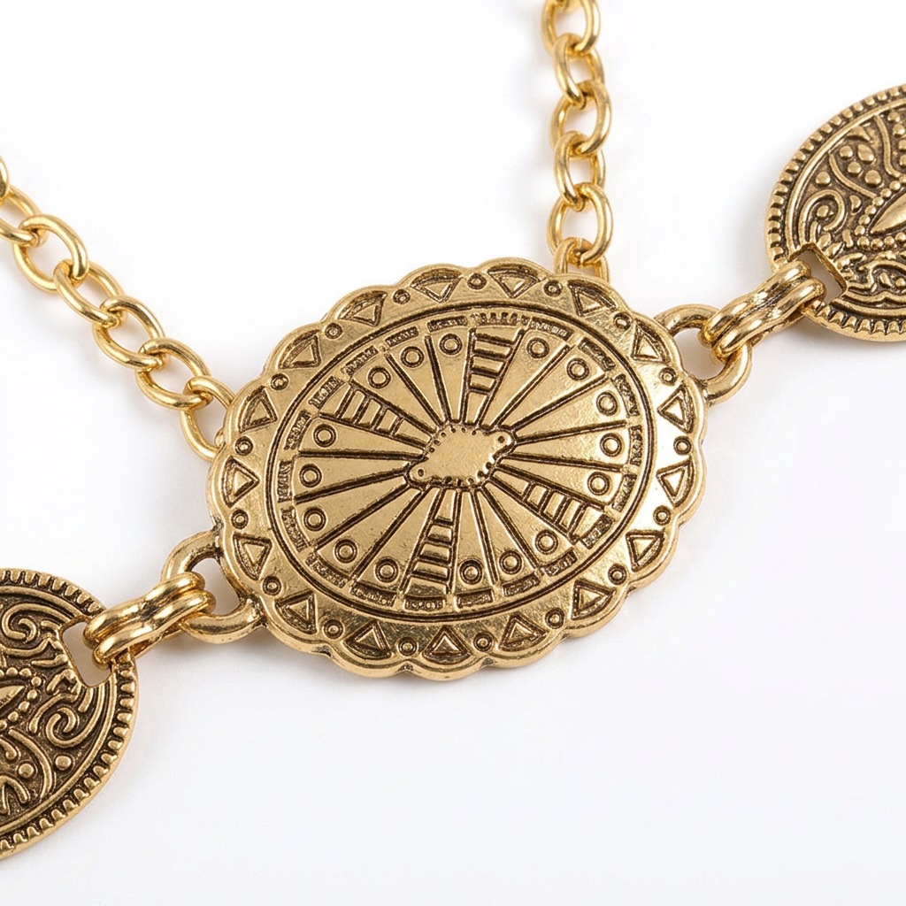 Retro Waist Chain Belt – Chic Carved Metal Circles