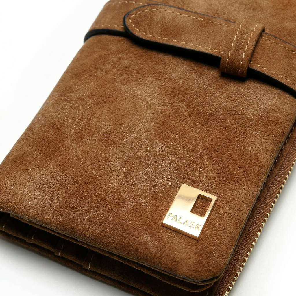 Women’s Long Wallet – Chic Nubuck Leather Drawstring Purse